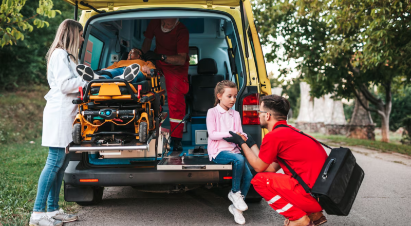 Criança aprendendo a ligar para o Samu com apoio de um adulto