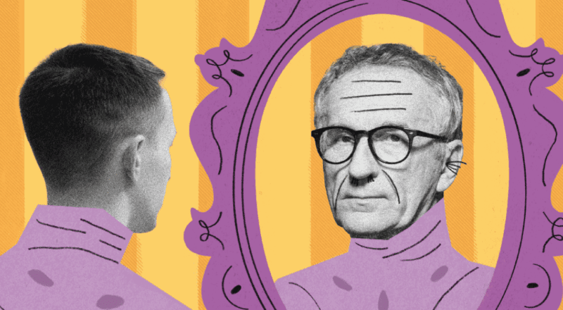 Representação de um idoso saudável praticando atividades físicas ao ar livre